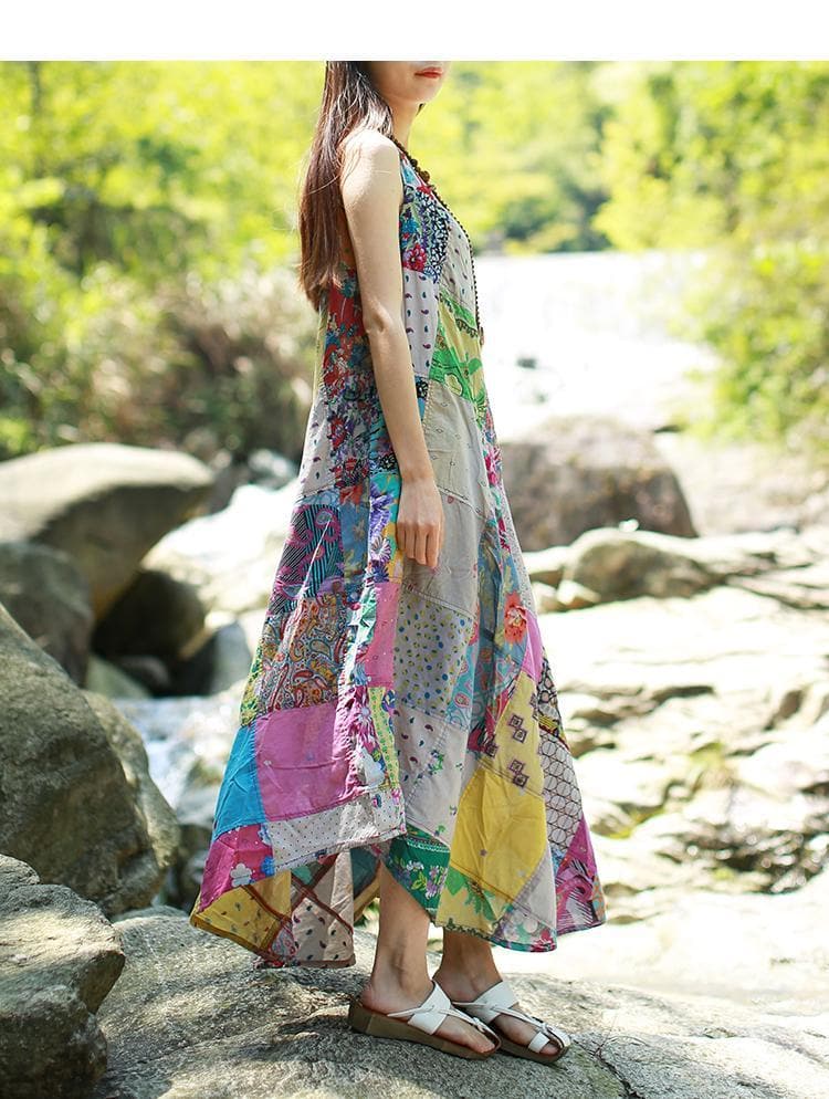 Sweet Dreams Patchwork Hippie Dress Buddha Trends