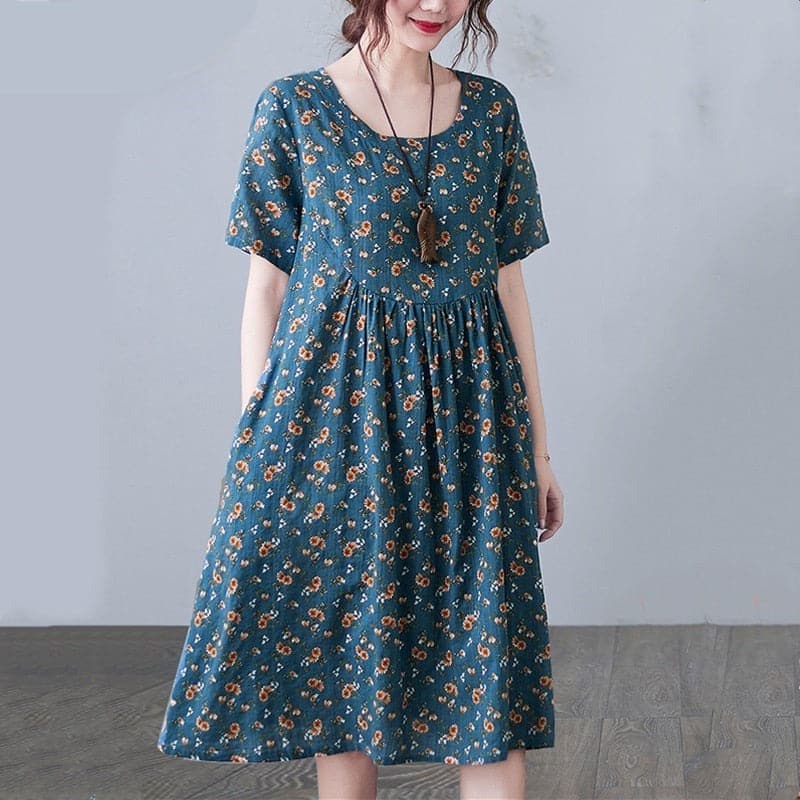 Sweet Modesty Floral Knee-Length Dress Buddha Trends