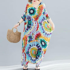 Tie-Dye Print Loose Hippie Dress Buddha Trends