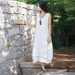 Casual Sleeveless Linen Dress  | Zen dylinoshop