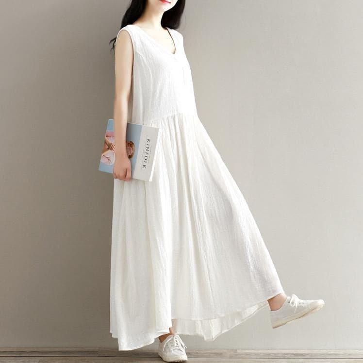 Empire Cotton and Linen Maxi Dress dylinoshop