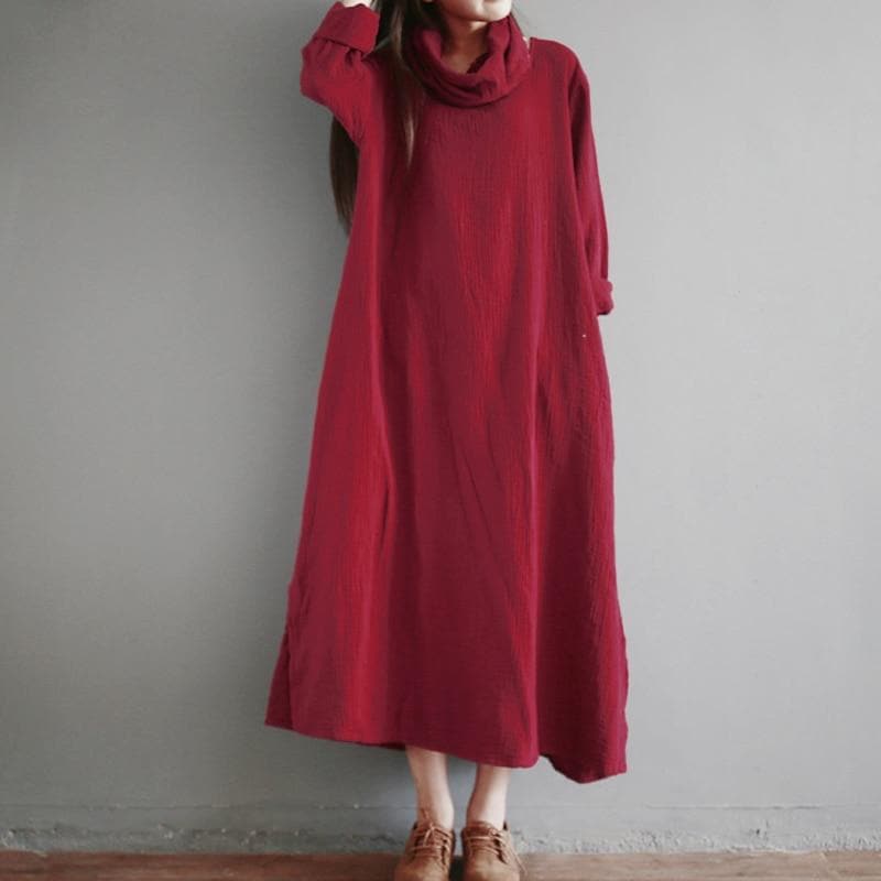 Turtleneck Cotton Dress Buddha Trends