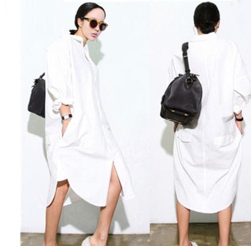 White Boyfriend Shirt Dress | Millennials Buddha Trends