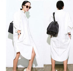 White Boyfriend Shirt Dress | Millennials Buddha Trends