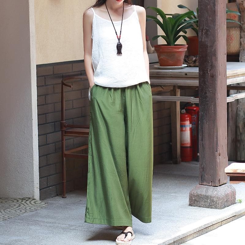 Elastic Waist Wide Leg Palazzo Pants  | Zen dylinoshop