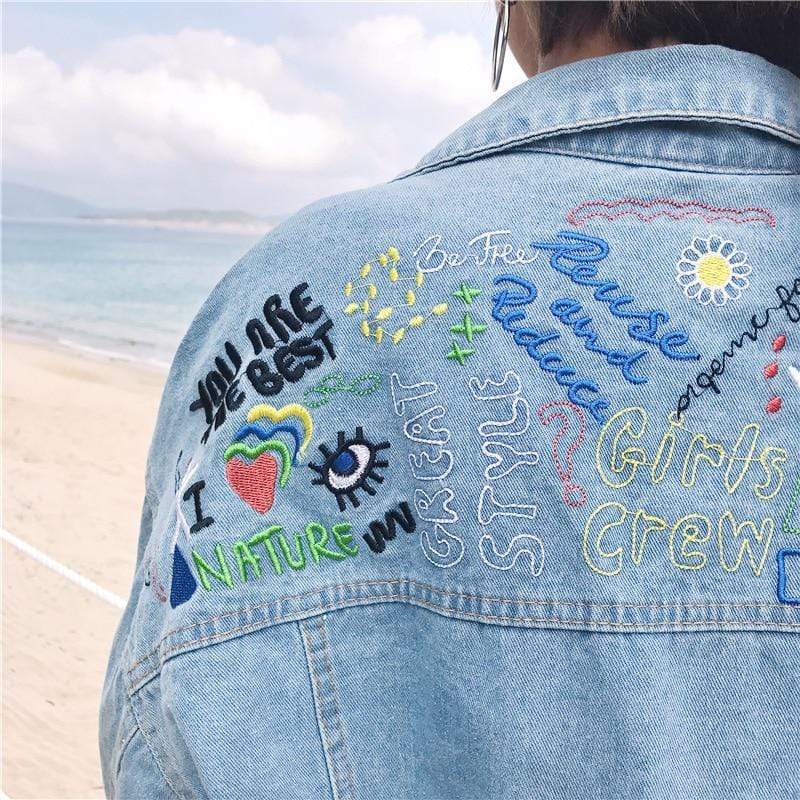 Embroidered Denim Jacket dylinoshop