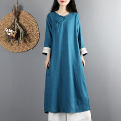 Fall Linen Chinese Dress dylinoshop