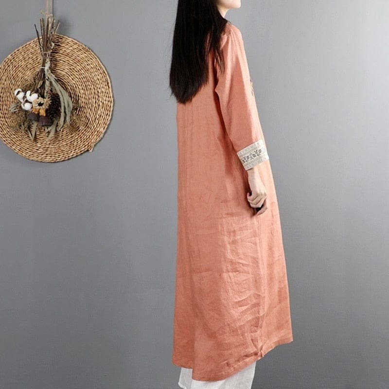 Fall Linen Chinese Dress dylinoshop