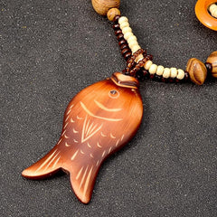 Fish in the Sea Wooden Necklace dylinoshop