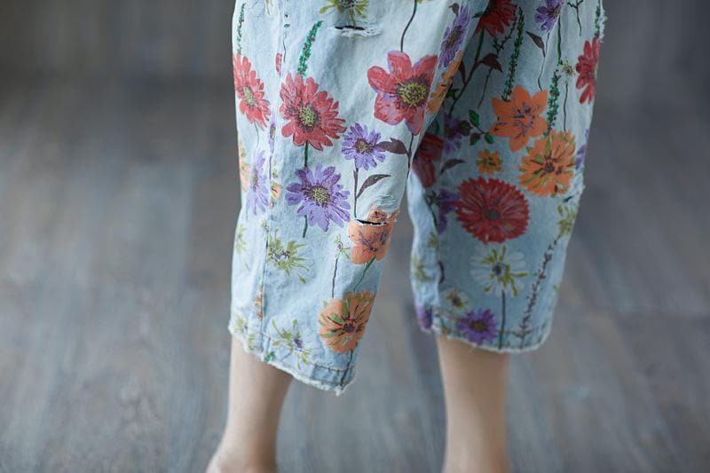 Floral Denim Overall dylinoshop