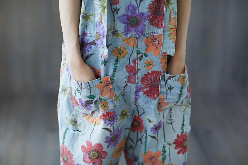 Floral Denim Overall dylinoshop