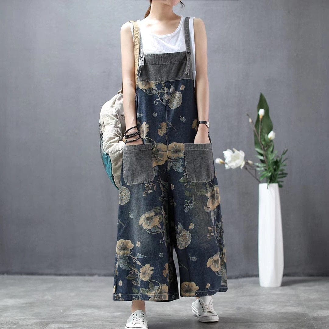 Wide Leg Loose Floral Overall Buddha Trends