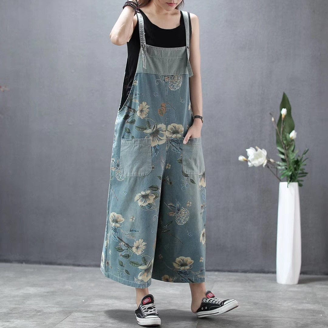 Wide Leg Loose Floral Overall Buddha Trends