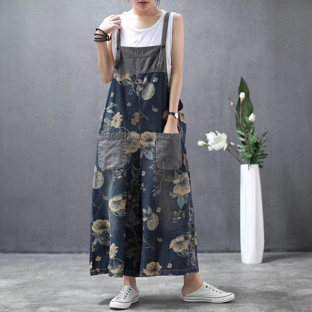 Wide Leg Loose Floral Overall Buddha Trends