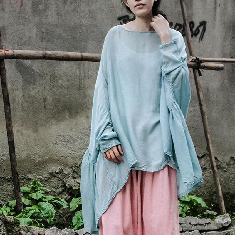 Flowy Long Batwing Sleeve Shirt | Lotus dylinoshop