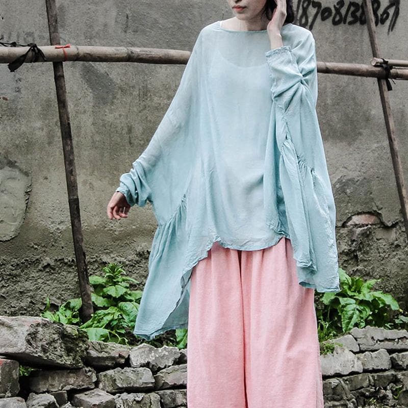 Flowy Long Batwing Sleeve Shirt | Lotus dylinoshop