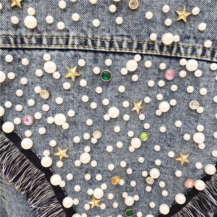 Vintage Studded Denim Jacket Buddha Trends