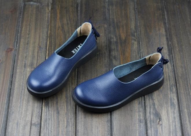 Genuine Leather Round Toe Flats dylinoshop