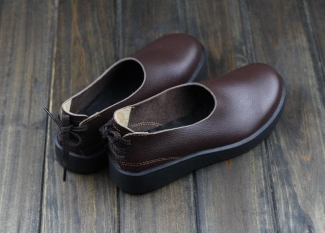 Genuine Leather Round Toe Flats dylinoshop