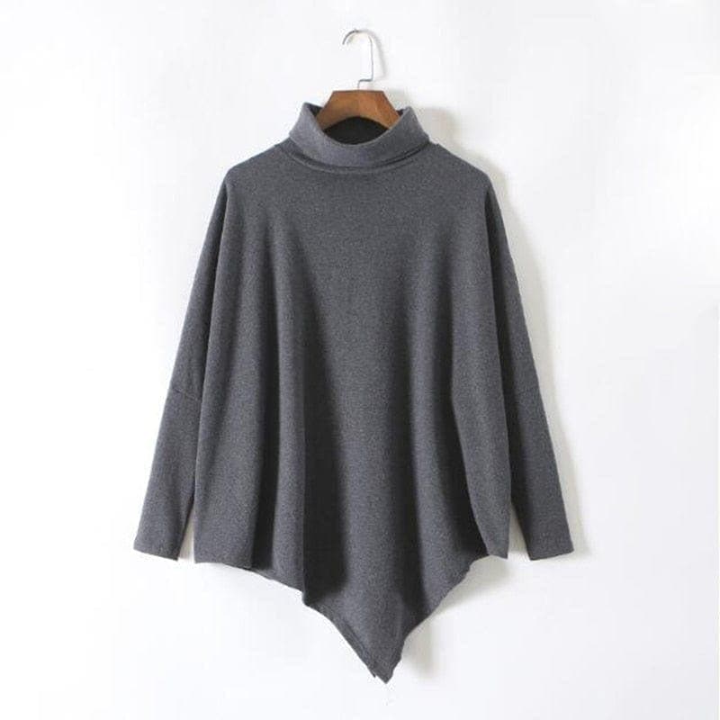 Asymmetrical Turtleneck Long Sleeve Shirt dylinoshop