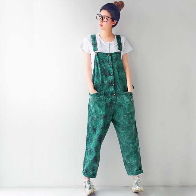 Coconut Tree Print 90's Overalls dylinoshop