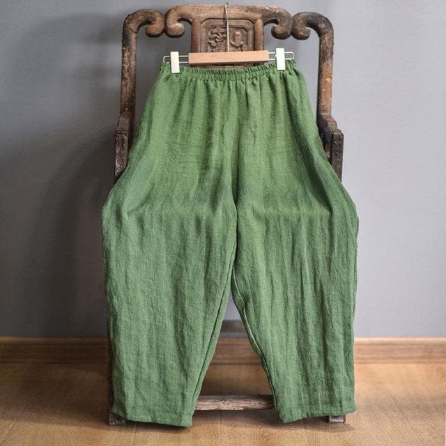 Elastic Waist Linen Trousers | Hippie dylinoshop