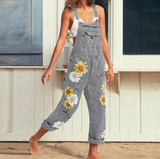 Hippie Peace Floral Denim Overall dylinoshop