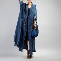 Grunge Denim Trench Coat | Nirvana dylinoshop