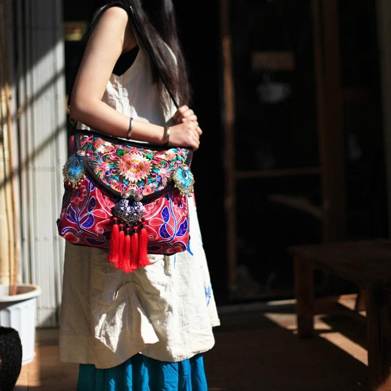 Handmade Ethnic Embroidered Floral Boho Bag dylinoshop