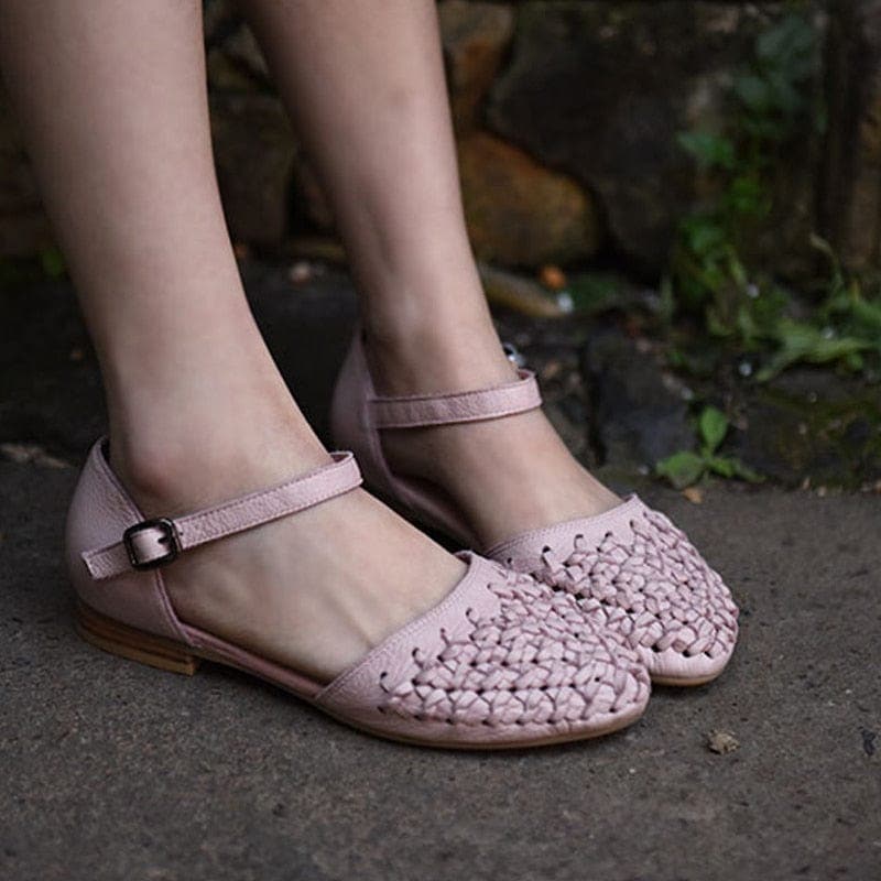 Handmade Pink Leather Sandals dylinoshop