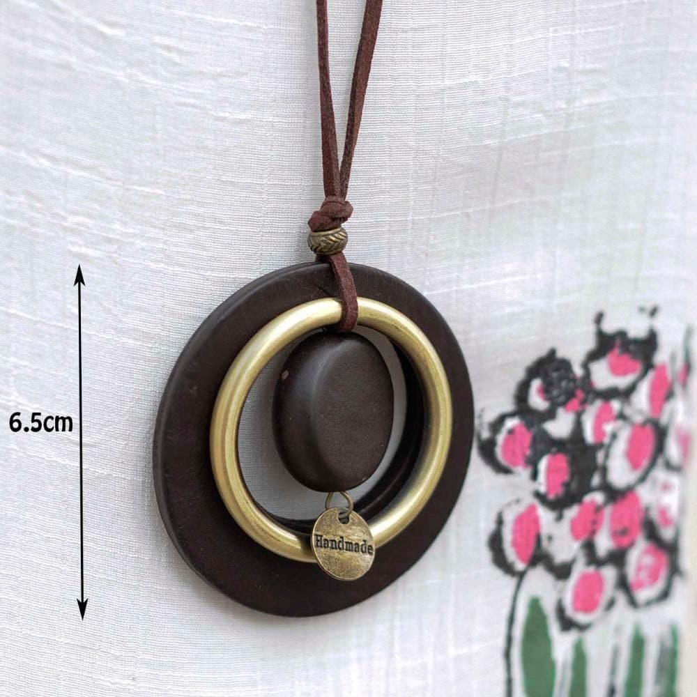 Handmade Wood Circle Pendant Necklace dylinoshop