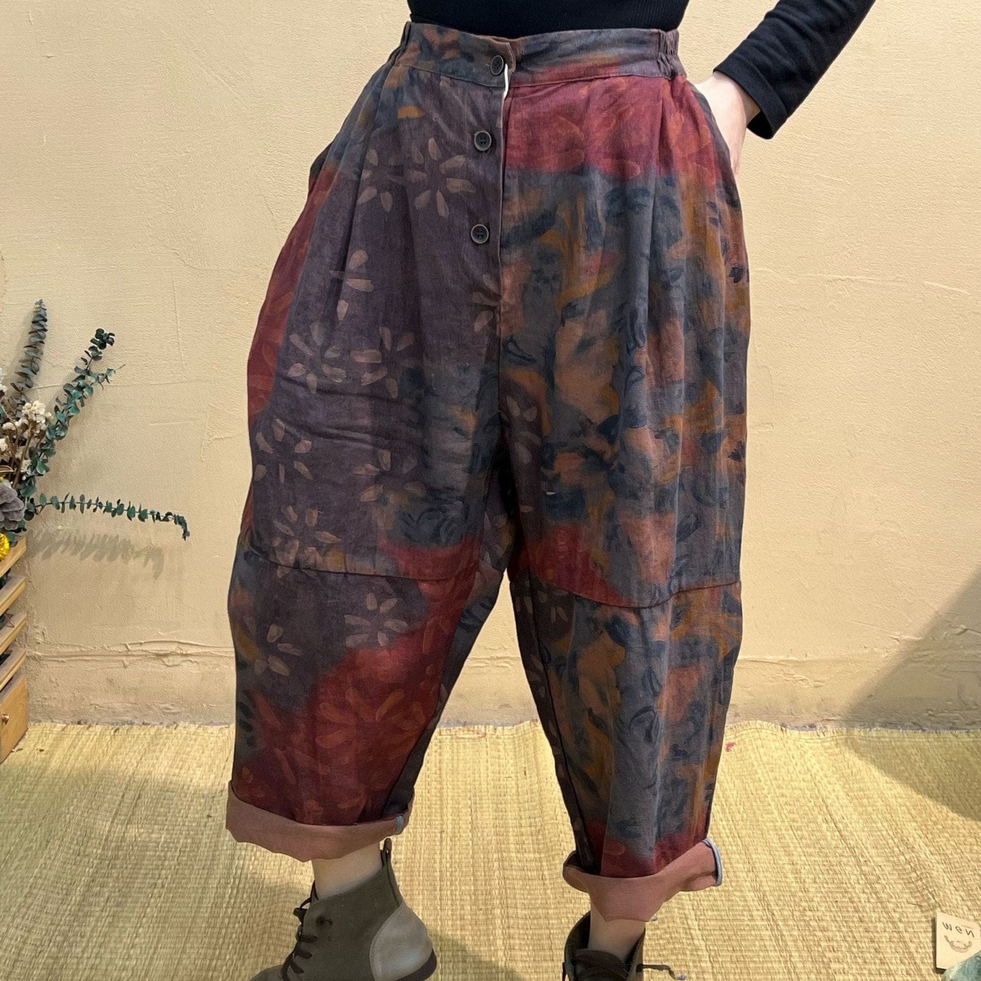 Abstract Linen Harem Pants dylinoshop