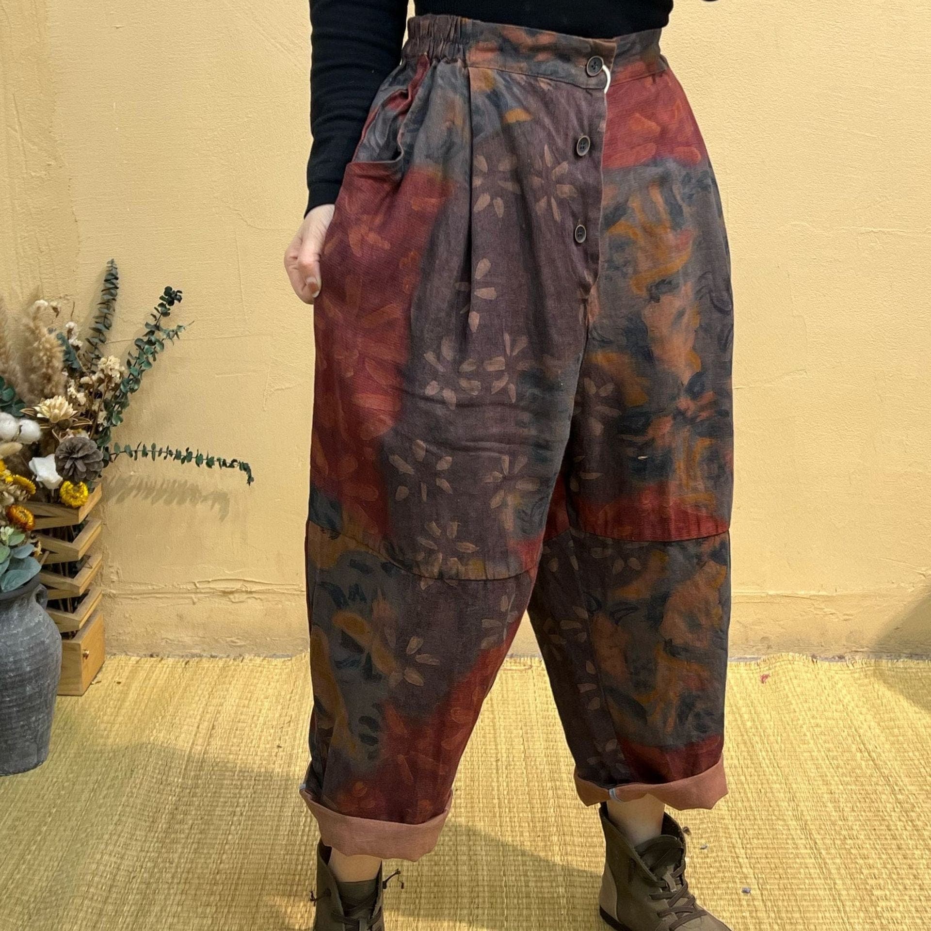 Abstract Linen Harem Pants dylinoshop