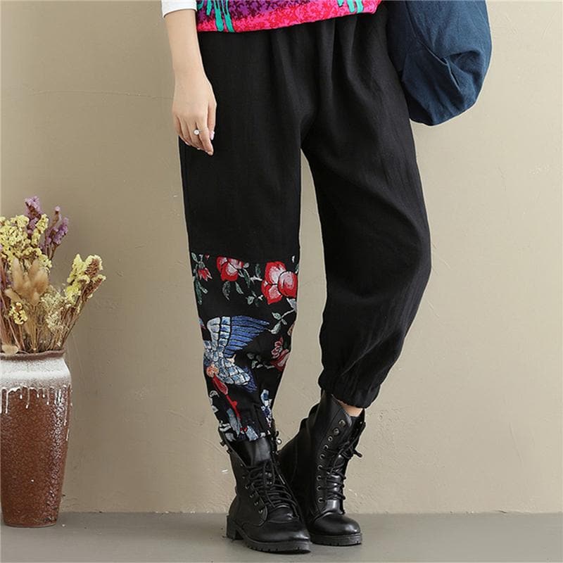 High Waist Patchwork Floral Trousers dylinoshop