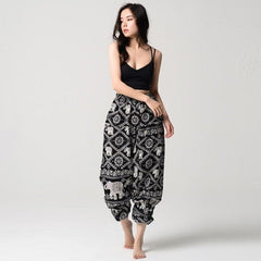 Elephant Print Boho Harem Pants dylinoshop