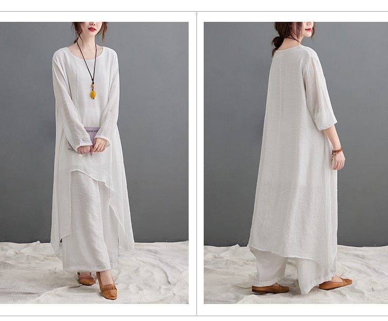 Evania Asymmetrical Shirt With Palazzo Pants | Zen dylinoshop