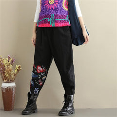 High Waist Patchwork Floral Trousers dylinoshop