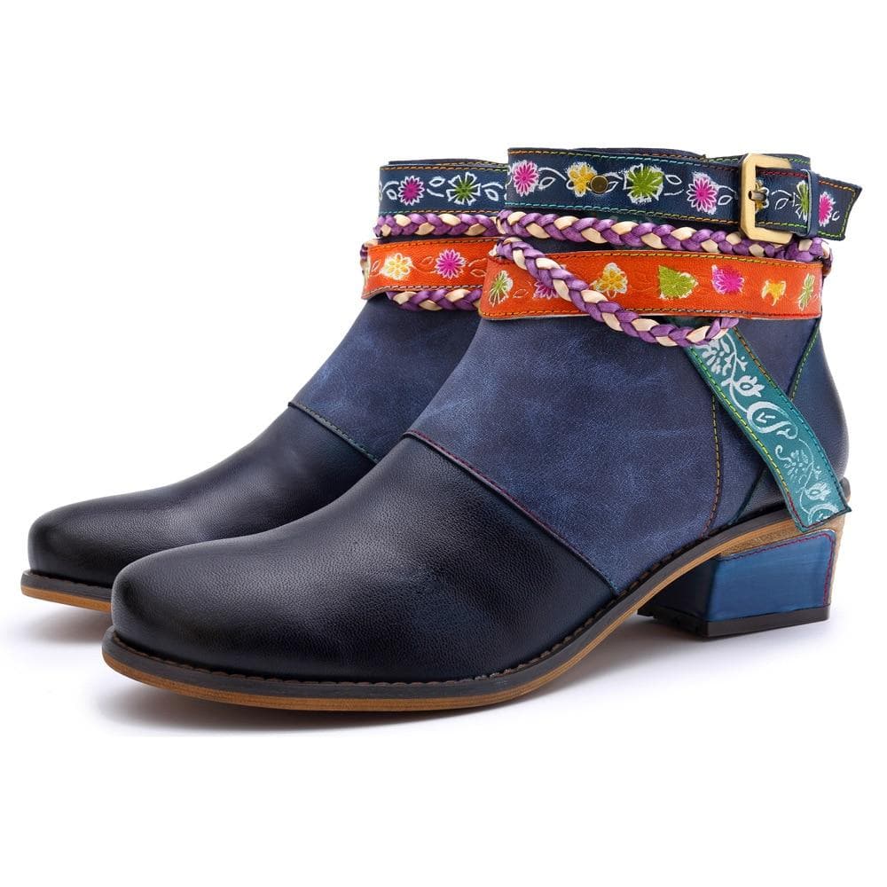 Harmony Boho Hippie Low Heel Ankle Boots dylinoshop