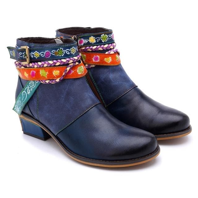 Harmony Boho Hippie Low Heel Ankle Boots dylinoshop