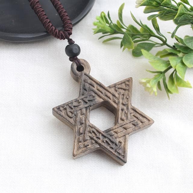 Hexagram Adjustable Sandalwood Pendant Necklace dylinoshop