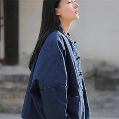 Batwing Sleeve Chinese Denim Jacket | Zen dylinoshop