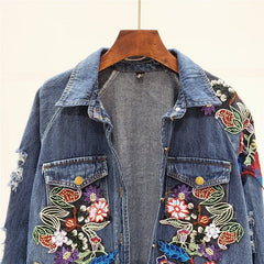 Bohemia Floral Embellished Denim Jacket dylinoshop