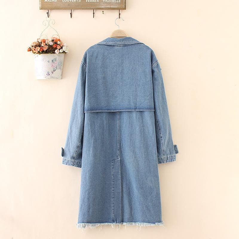 Distressed Denim Trench Coat dylinoshop