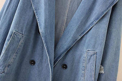 Distressed Denim Trench Coat dylinoshop