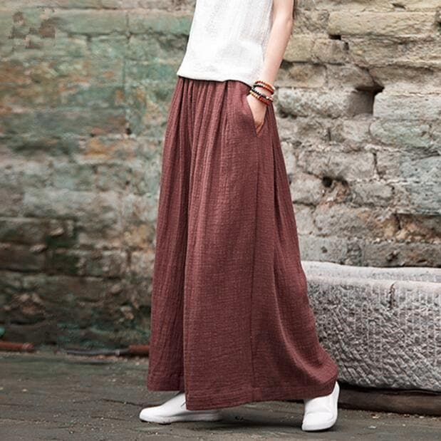 Plus Size Flowy Linen Palazzo Pants  | Zen Buddha Trends