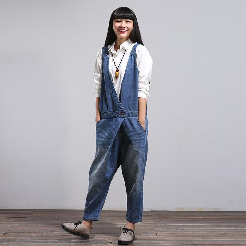 Loose Denim Overall Jumpsuit dylinoshop