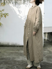 Oversized Linen Trench Coat | Lotus Buddha Trends