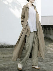 Oversized Linen Trench Coat | Lotus Buddha Trends