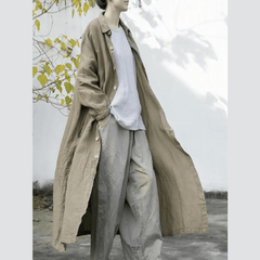 Oversized Linen Trench Coat | Lotus Buddha Trends