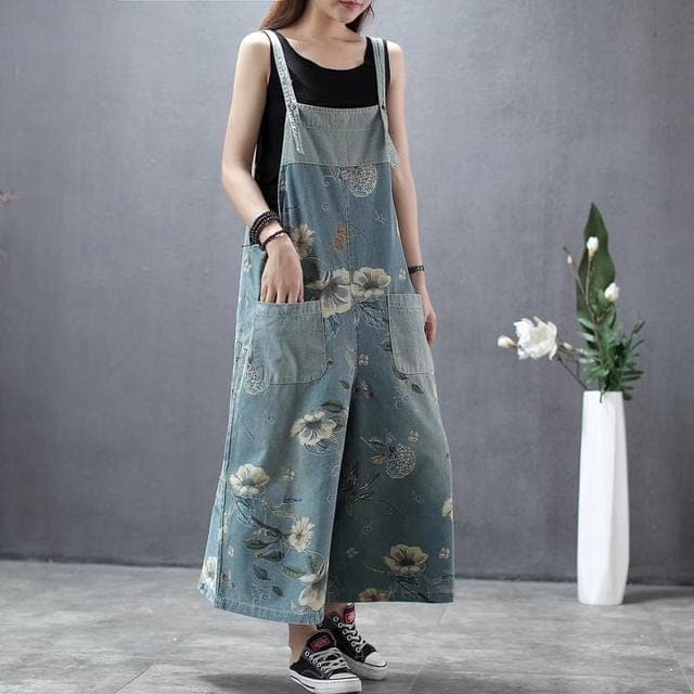 Wide Leg Loose Floral Overall Buddha Trends